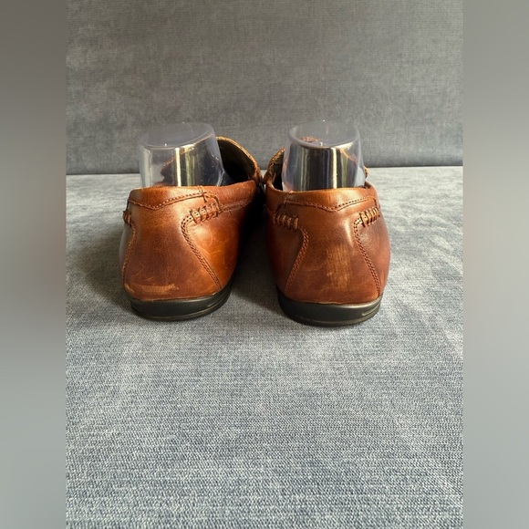 Stacy Adams Brown Leather Loafers Mens SZ 9.5M Slip On Chain Accent Professional - Picture 5 of 9